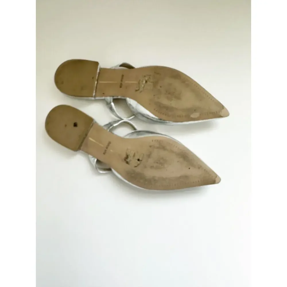 Dolce Vita Pointed Toe Mule Silver Distressed Leather 8M Flat - Picture 6 of 7